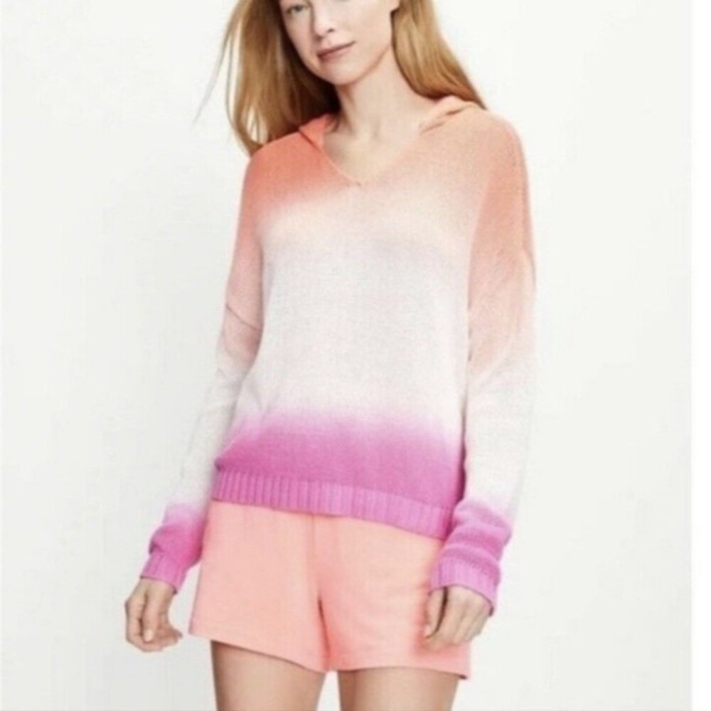 Lou & Grey Dip Dyed Pink & Orange Hooded Pull Over sweater Women’s Size small